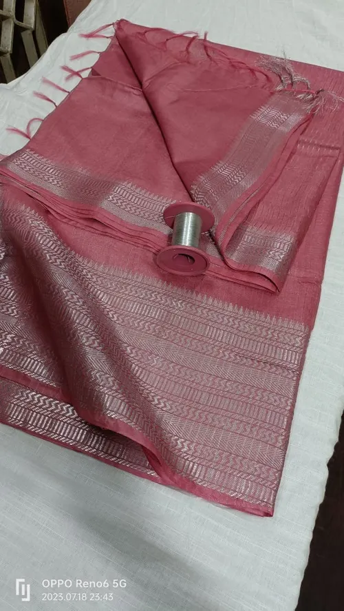Elegant Mangalagiri Cotton Saree with Silver Zari Woven Borders